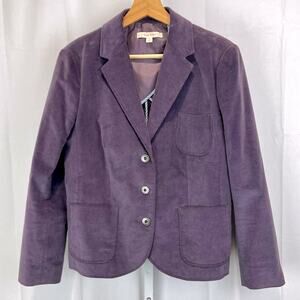 BROOKS BROTHERS Corduroy Blazer Three Button Jacket Cotton Blend Purple Size 6